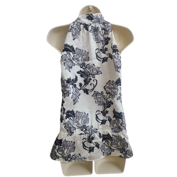 Silk Sleeveless Floral Blouse With Tie At Neck White House Black Market XXS - Picture 3 of 7